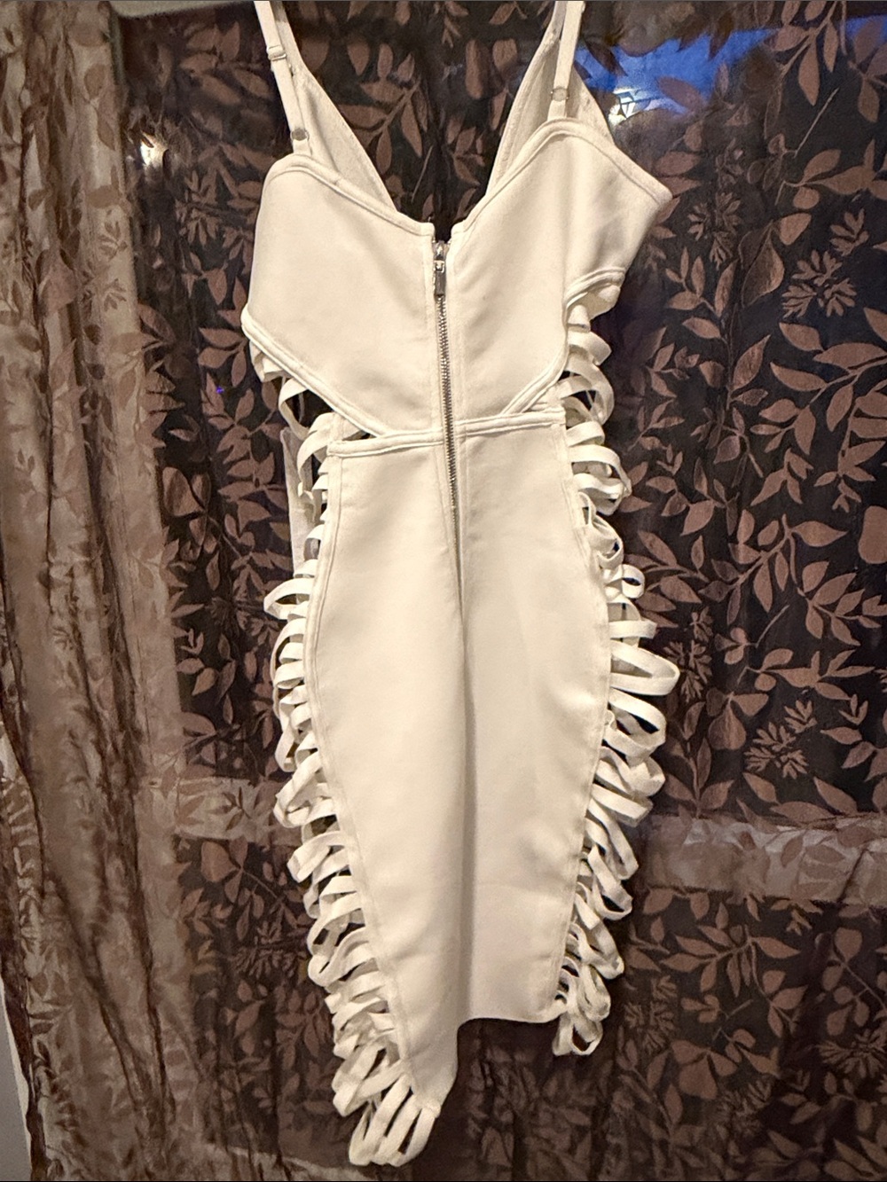 White Strappy Side-Detail Midi Dress with Adjustable Straps